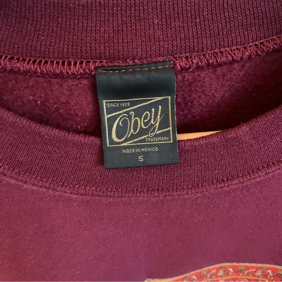Obey • Maroon Logo Crew Neck Sweatshirt - Picture 2 of 3